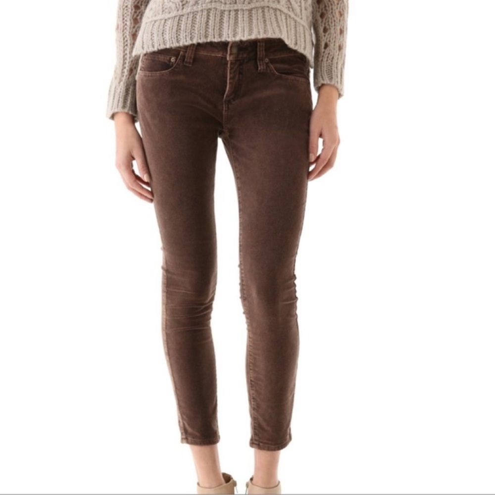 Free People skinny ankle jeans brown velvet 27